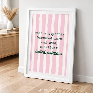 Impresión con cita "Patatas hervidas": Orgullo y prejuicio, póster de Jane Austen (descarga digital)