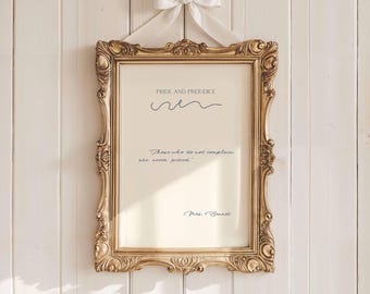 Pride and Prejudice Quote Poster: Jane Austen Funny Wall Art (Digital Download)