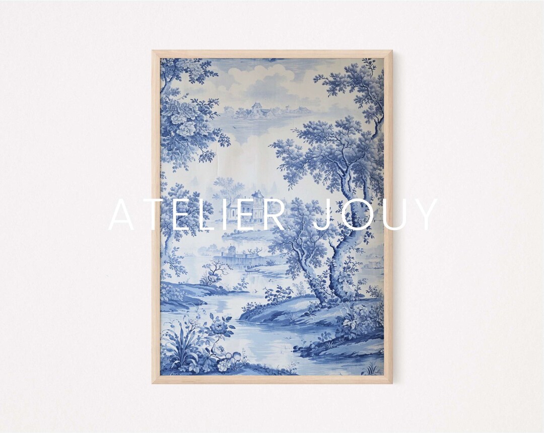 Instant Download Blue Wall Decor Light Blue Wall Art Toile De Jouy ...