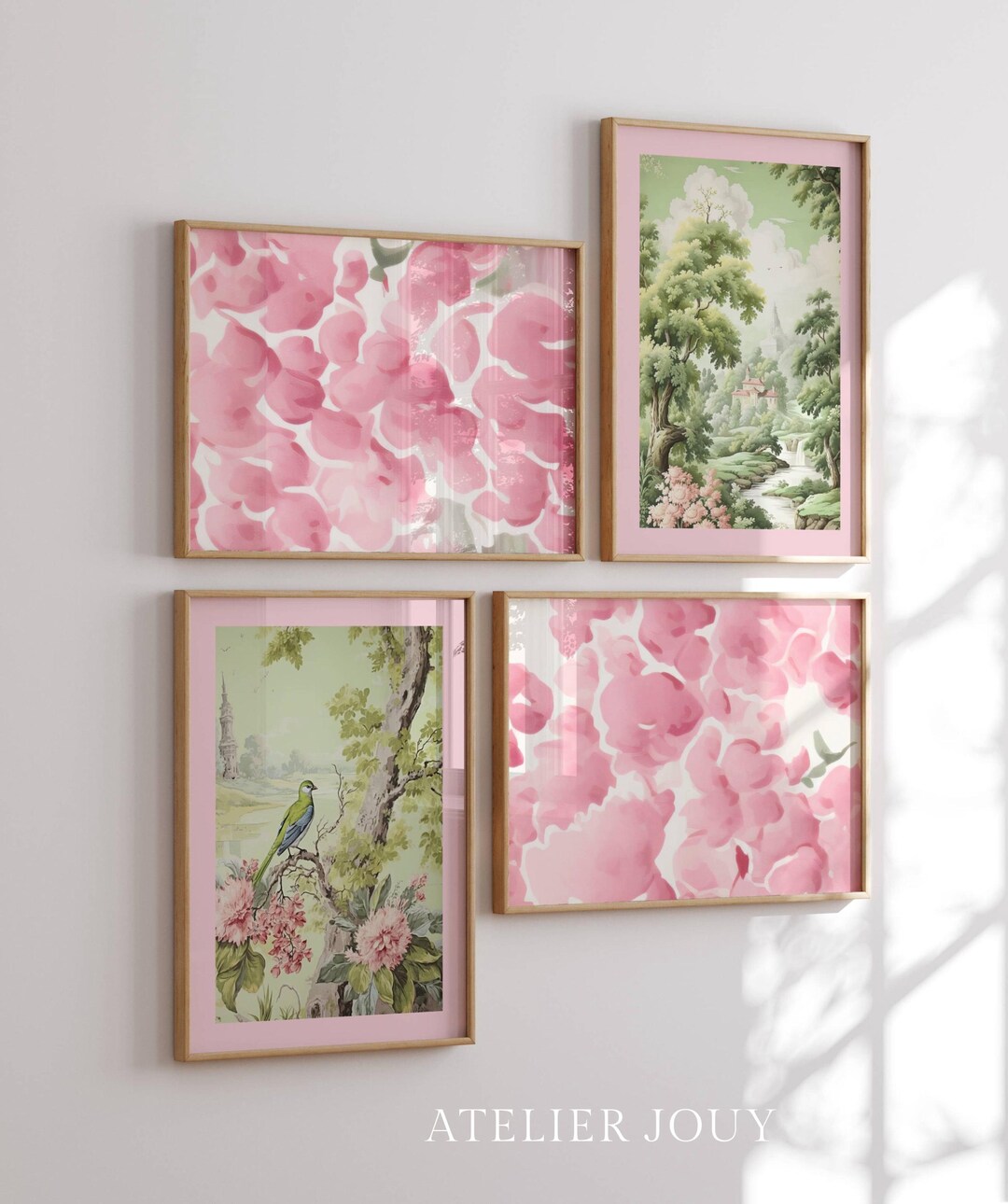 Pink Green Wall Art for Bedroom Poster Living Room Prints Set Bird ...