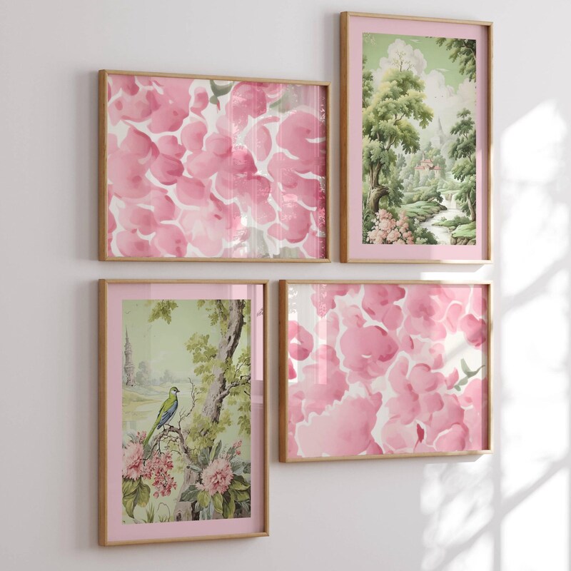 Pink and Green Wall Art - Etsy