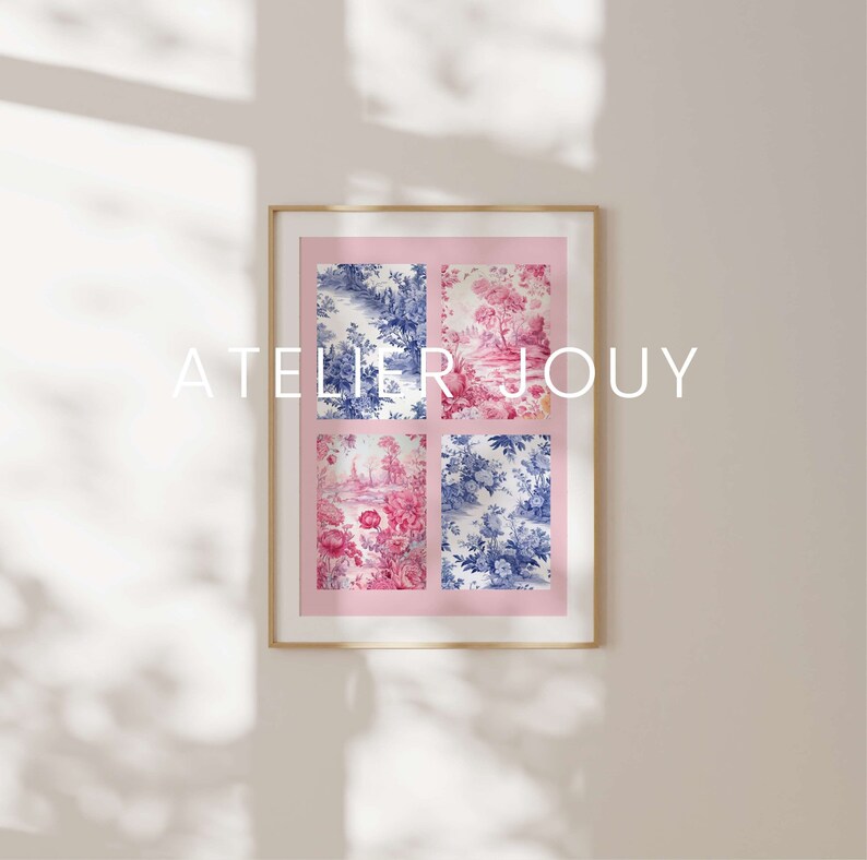 Toile De Jouy Pattern Hot Pink Wall Art Light Pink Wall Art Coquette Room Decor Barbie Poster