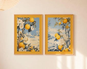 Lemon Toile de Jouy Print: Italian Citrus Summer Wall Art (Digital Download)