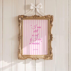 Jane Austen Quote Poster: Funny Cat Print, Pink Wall Art (Digital Download)
