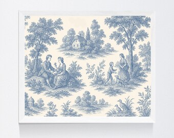 Light Blue Toile De Jouy Print: Chinoiserie Wall Art (digital Download ...