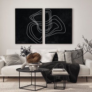 Schwarz weiß abstrakte Kunst Druck, moderne Linie Kunst, 2er-Set abstrakte Drucke, Galerie Wandkunst, minimalistische abstrakte Drucke, druckbare Kunst