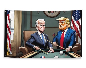Bandiera Trump - Bandiera Biden - Partita di biliardo