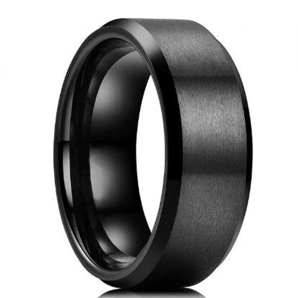 8mm groove black tungsten wedding rings, anniversary, alliance, engagement, celebration, wedding, Christmas gift