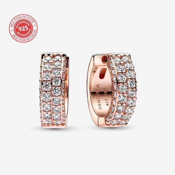 Pandora rose gold earrings, jewelry, women's gift, engagement earrings, 925 sterling silver, pandora,