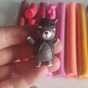 Grey Cat Keychain - Kitty with Black Jacket & Beanie - Cat lover gift - Kitten charm - cats - keychains - cat owner - Cat mom - Kittens