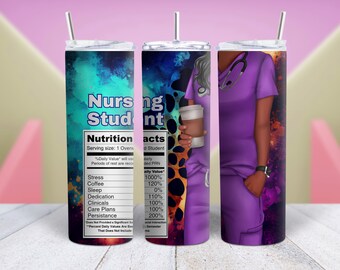 Información nutricional del estudiante de enfermería Vaso de 20 oz con estampado de leopardo