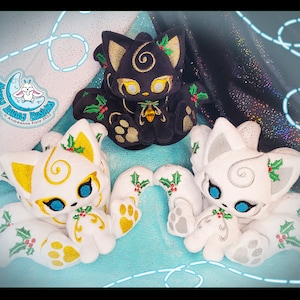 Christmas Kitsune - Nine Tailed Fox - Handmade Plushie
