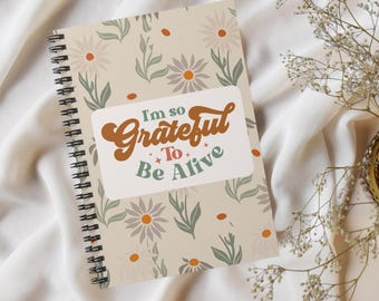 Floral Gratitude Journal, Positive Affirmation Spiral Notebook