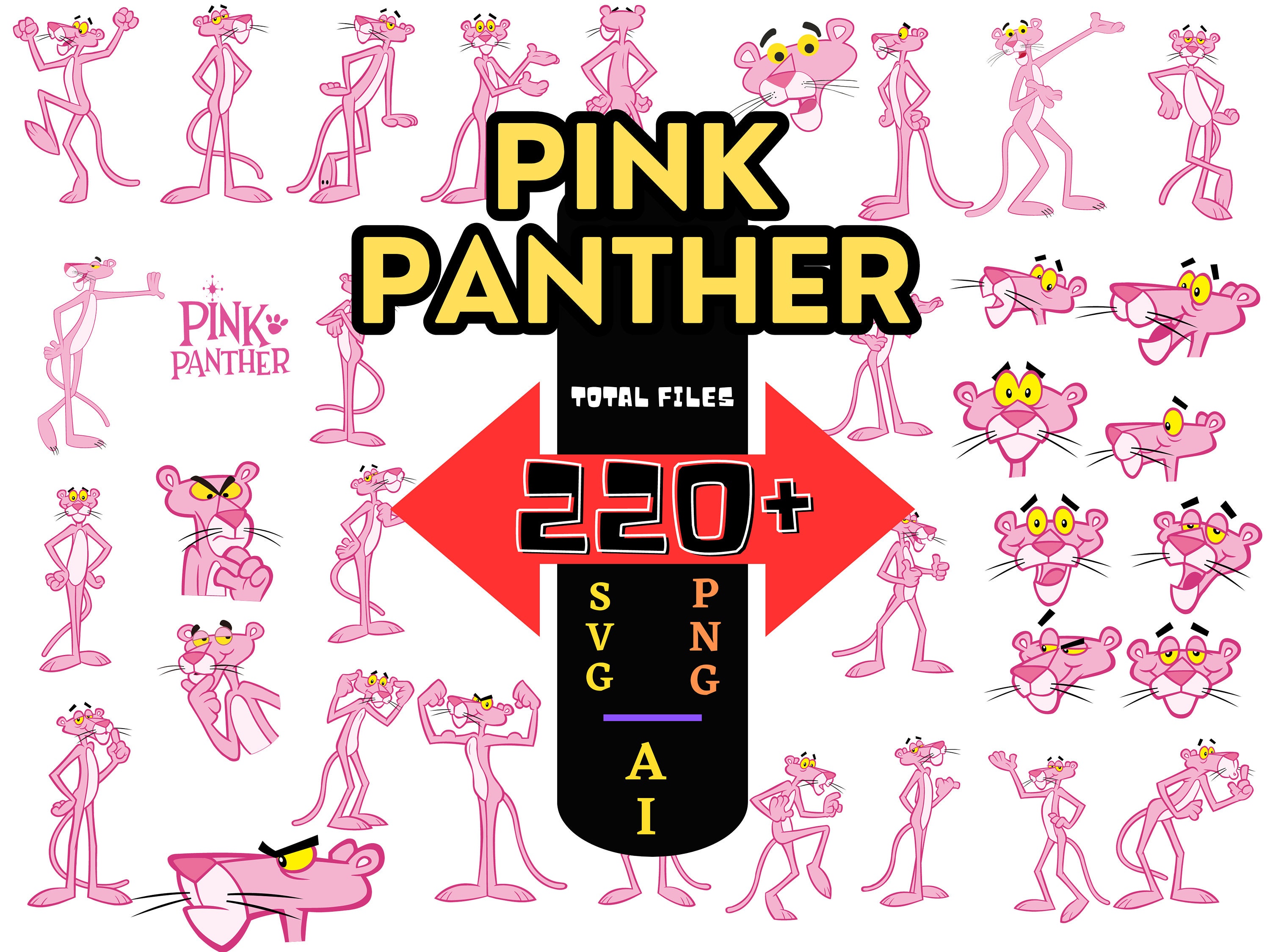 pink panther face Logo Vector  Pink panther cartoon, Pink panter, Pink  panthers