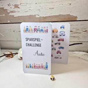 Klappkarte Auto, A6 Challenge +2 Tracker und Anleitung inklusive Würfel, Auto Challenge, sparen für ein Auto, zzgl. Zip Hülle, Sparchallenge
