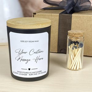 Personalised Custom Text Candle Gift, Hand Poured Vegan Soy Wax, Any Text You Want, Cursive Font