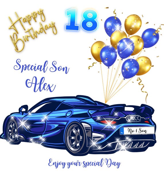 Red Sports Car Birthday Card For Grandson - Blank Inside For Personal Messages