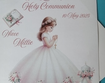 First Personalised Holy Communion card, Religious Card