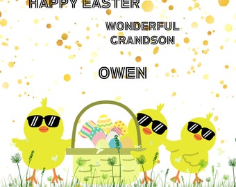 Easter Card for Grandchildren, Brother, Uncle, mum, dad, can be personalised