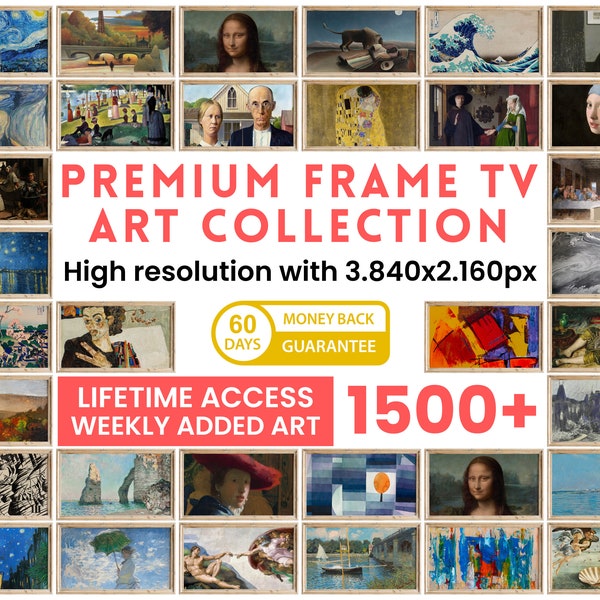 Plus de 1 500 oeuvres d'art pour téléviseur | Accès boutique à vie | TÉLÉCHARGEMENT NUMÉRIQUE | Téléviseur Samsungart | FrameTv Décoration murale pour téléviseur | Cadre TV