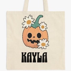 Personalized Halloween Tote Trick or Treat Bag for Kids Halloween Candy Bag Custom name Candy Bag for Kid Trick or Treat Goodie Bag Gift Bag
