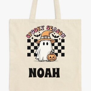 Personalized Halloween Tote Trick or Treat Bag for Kids Halloween Candy Bag Custom name Candy Bag for Kid Trick or Treat Goodie Bag Gift Bag