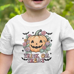 Trick or Treat Bella Canvas 3001T Halloween Shirt Toddler Shirt Cute Halloween Kids Shirt Non-Spooky Fall Toddler Tee, Trendy Kids Shirt