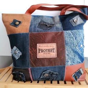 Extravagand Denim Bag Patchwork Tote Bag Large Multi pocket Hobo Bag Gift For Her Market Bag Boho Bag Sholder Denim bag (DDP included)