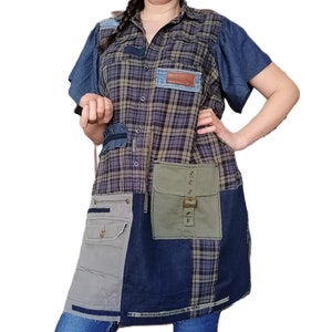Upcycling Boho Patchwork Tunika GRÖSSE L-2X - Crazy Hippie Shirt Top - Shabby Chic Boho Style