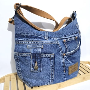 Upcycled Denim Purse Hobo Bag Denim Purse Massenger bag Geschenk für Sie