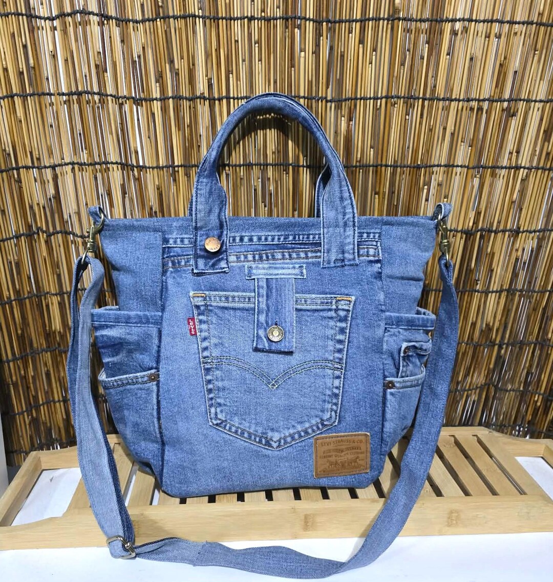 Denim Patchwork Tote Bag Origami Jeans Hobo Bag , Casual Market