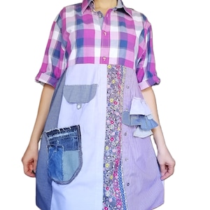 Upcycling Patchwork Tunika Kleid: Boho Farm Chic, Gr. M-L