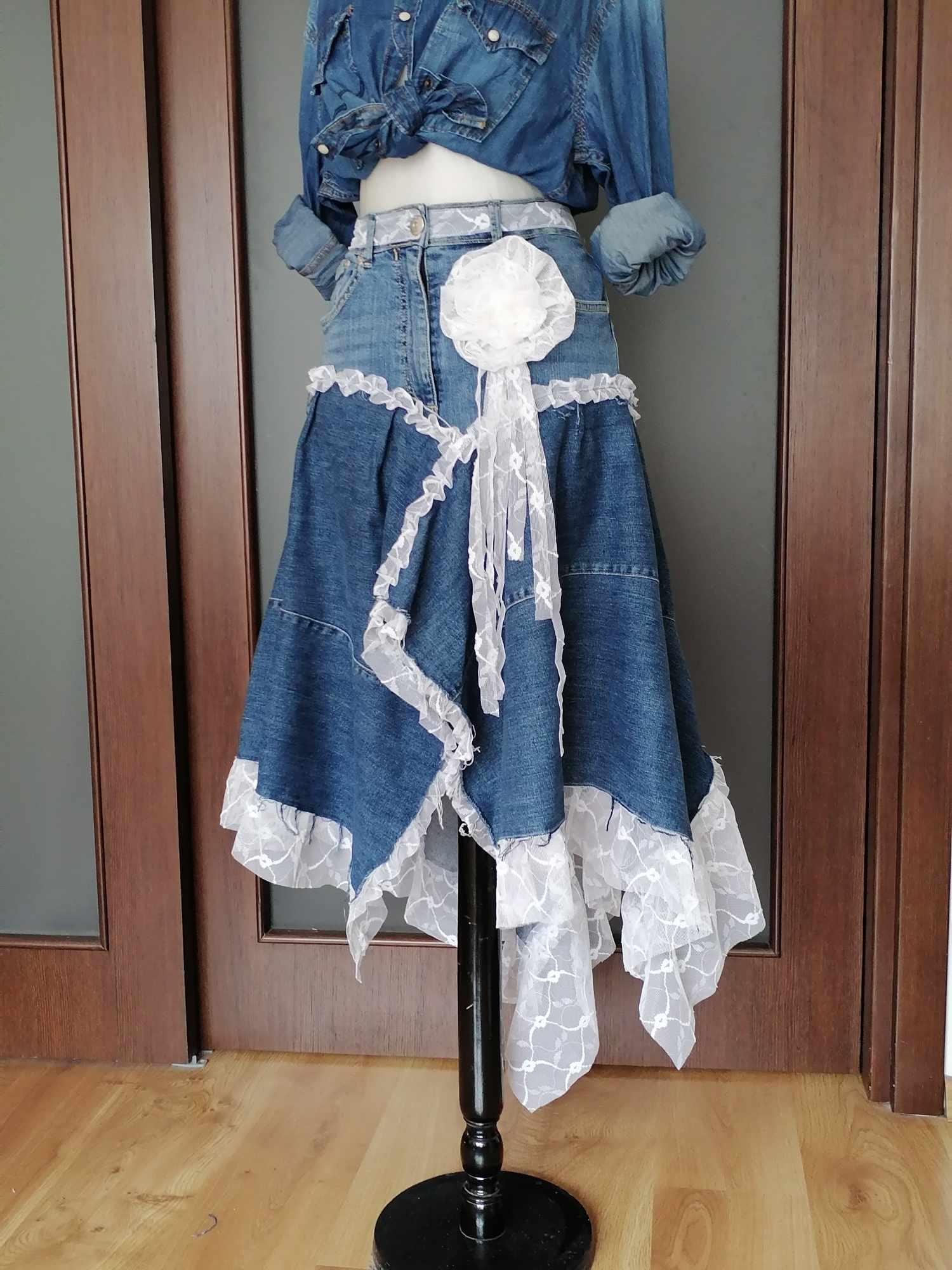★BOHEMSEO★DESTROYED DENIM LONG SKIRT Signature 8 denim maxi skirt side split cutout frayed