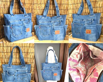 Denim Patchwork Tote Bag Origami Jeans Hobo Bag , Casual Market