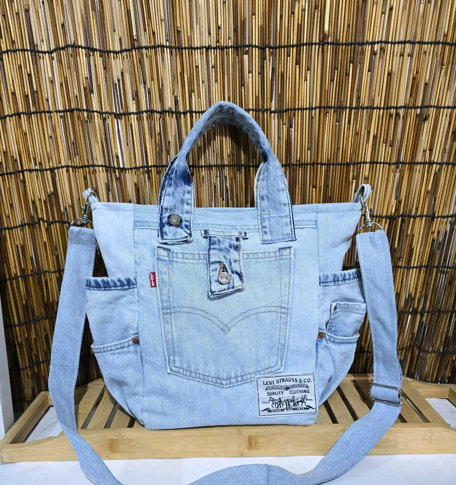 Upcycled Levi's Jeans Hobo Bag - Patchwork Denim Crossbody - Boho