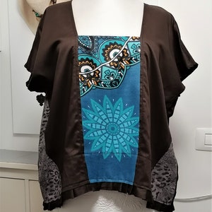 Upcycle Top Bohemian Chic Romantic Shabby chic Top M-L Upcycled Clothing for Women Poncho Blouse Farm chic Duster,Gift for her