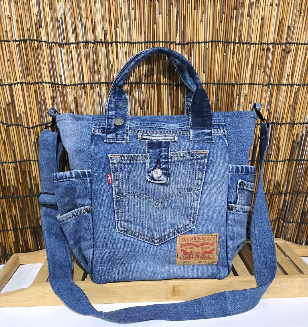 Denim Patchwork Tote Bag Origami Jeans Hobo Bag , Casual Market