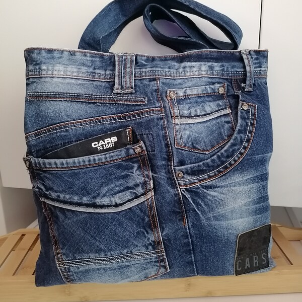 Denim Boho Bag Market Sholder bag Gift For Her Jeans Casual Shabby Jeans Upcycling Bag Denim Handbag Women Bag Jeans Bag