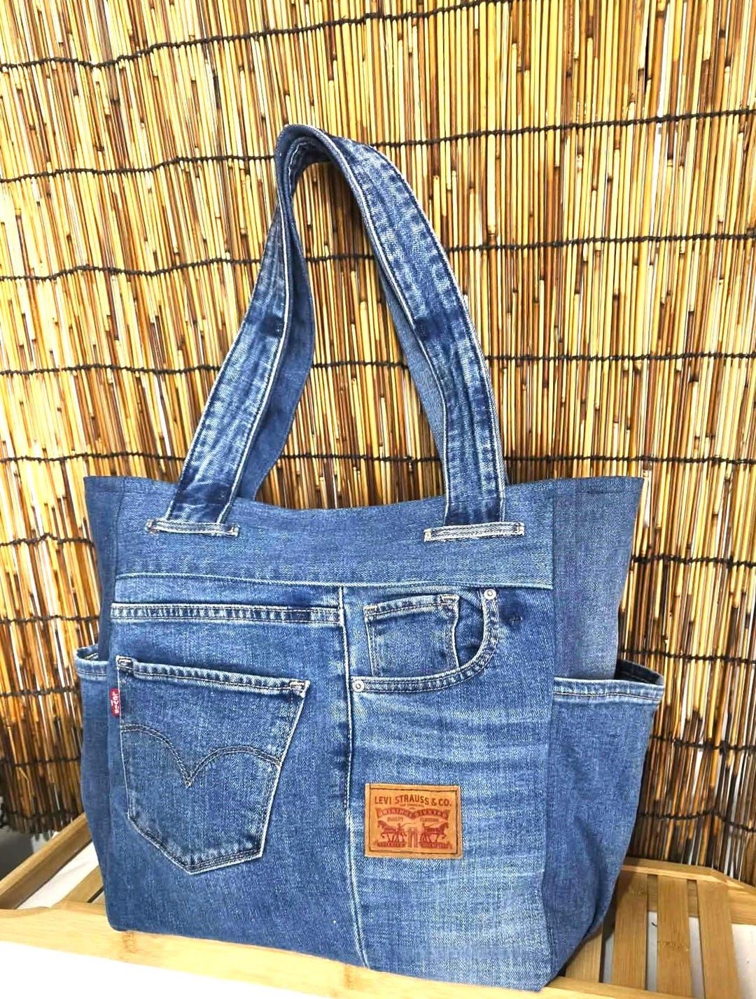 Denim Patchwork Tote Bag Origami Jeans Hobo Bag , Casual Market