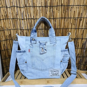 Upcycled denim bohotas - schoudertas patchwork jeans - Levi's denim schoudertas - crossbody tas hobo
