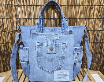 Upcycled Levi's Jeans Hobo Bag - Patchwork Denim Crossbody - Boho Market Eco Friendly Shoulder Bag