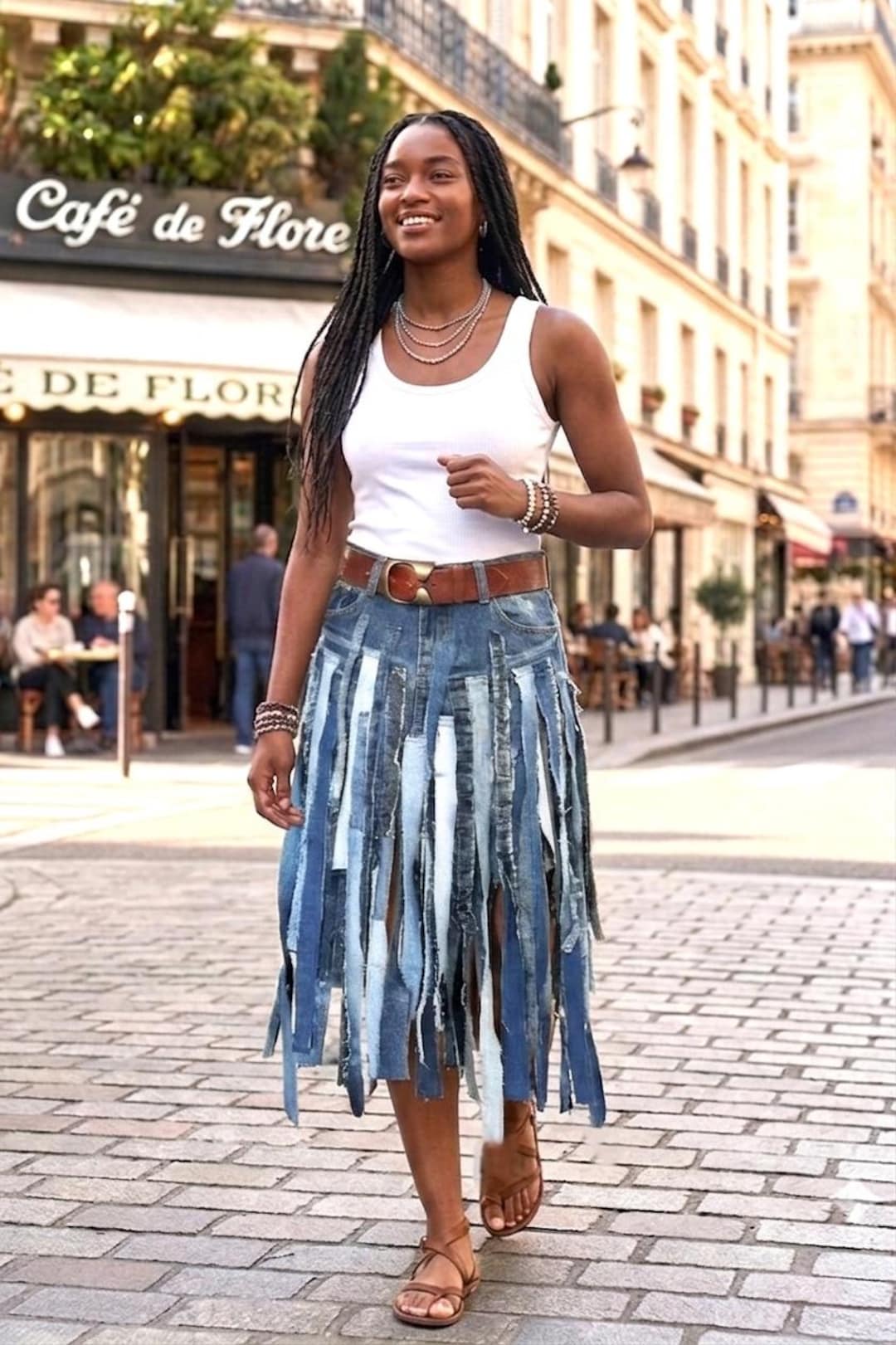 Asymmetrical Denim Fringed Skirt – High Waist Boho Streetwear - Etsy
