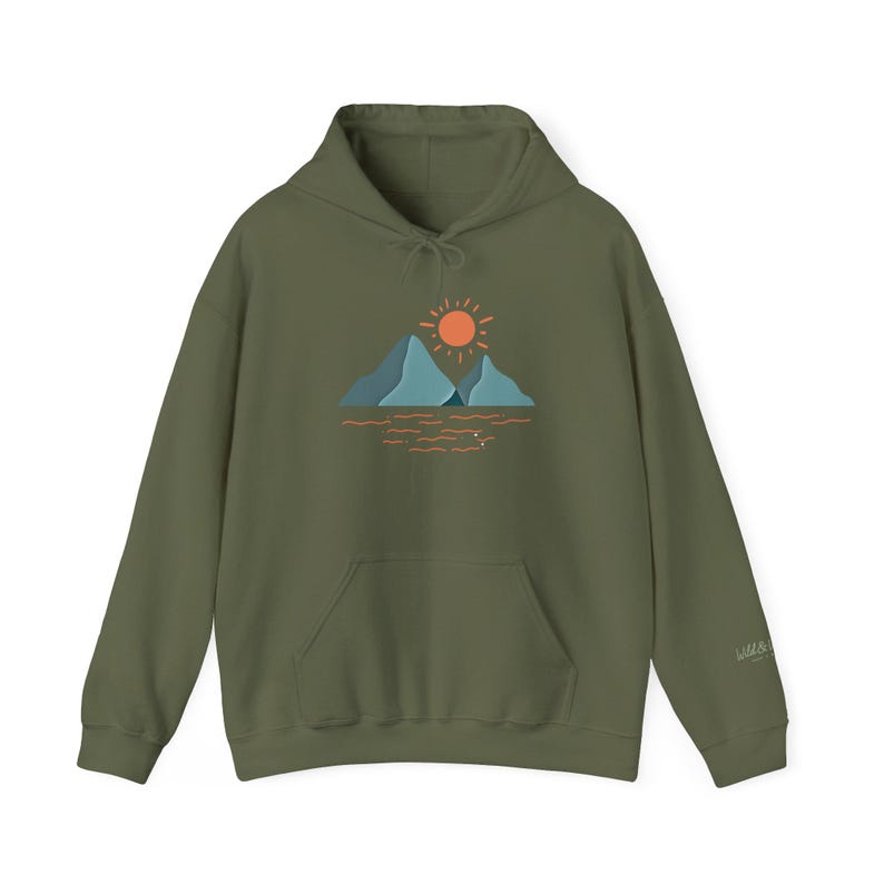 Felpa con cappuccio Mountain Sunrise - Felpa unisex ispirata alla natura Wild & Wander immagine 7