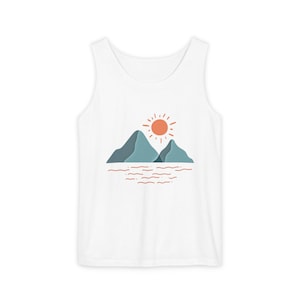 Mountain Sunrise Tank Top - Comfort Colors Garment-Dyed Unisex Muscle Tank | Soft Cotton Nature-Inspired Summer Shirt