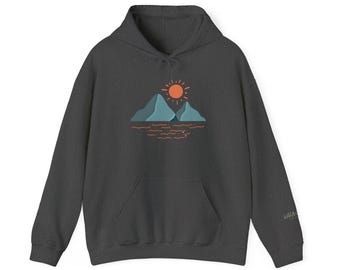 Felpa con cappuccio Mountain Sunrise - Felpa unisex ispirata alla natura Wild & Wander