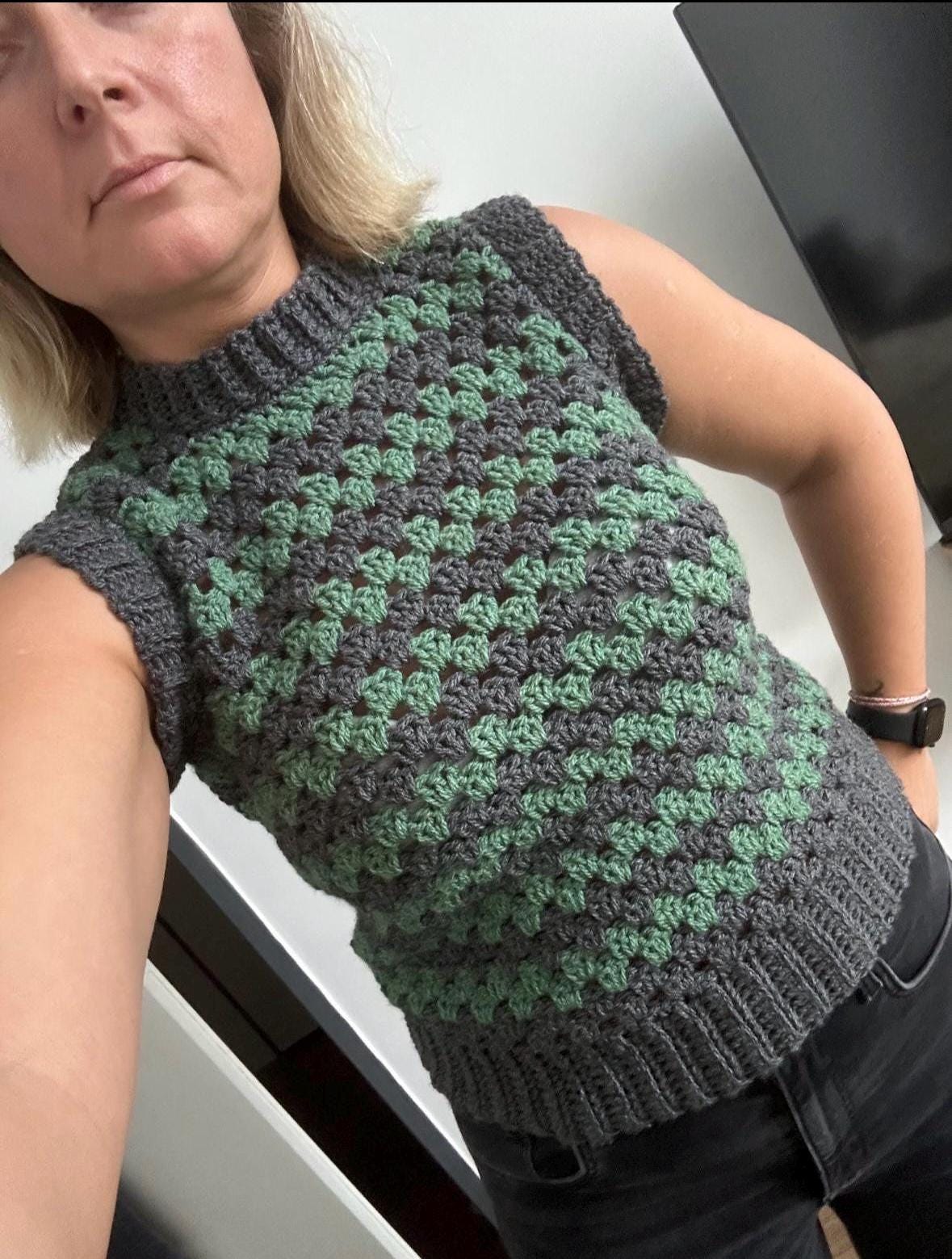 Reversible Granny Sweater Vest Crochet Pattern