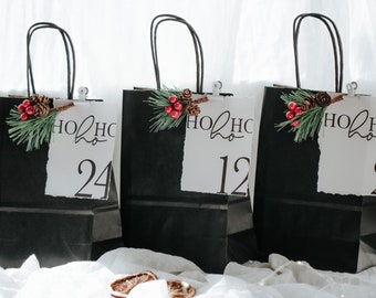 Adventskalender zum selber befüllen,Papiertüte,Weihnachten,Zahlen,Kalender,Karten,Adventskalenderkarten,Advent,Geschenk,Verpackung,Set,Karte