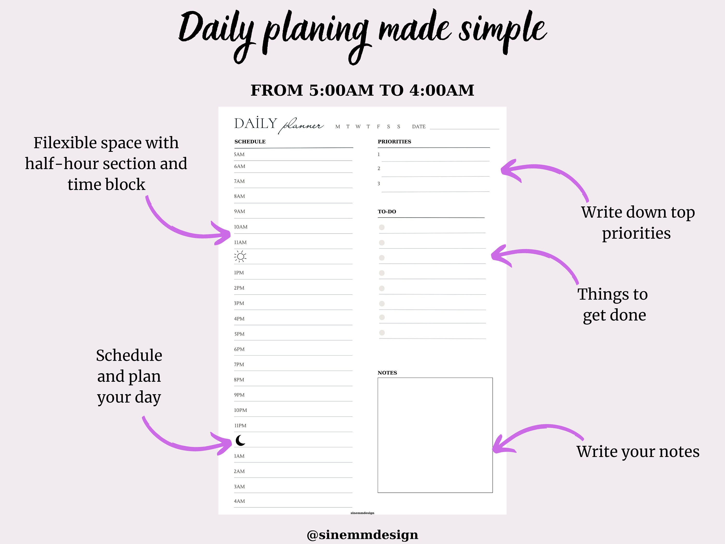 24 Hour Daily Planner Printable, Hourly Planner, Military Time Plan ...