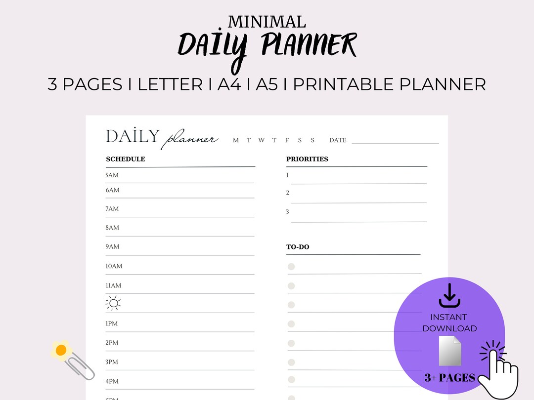 24 Hour Daily Planner Printable, Hourly Planner, Military Time Plan ...