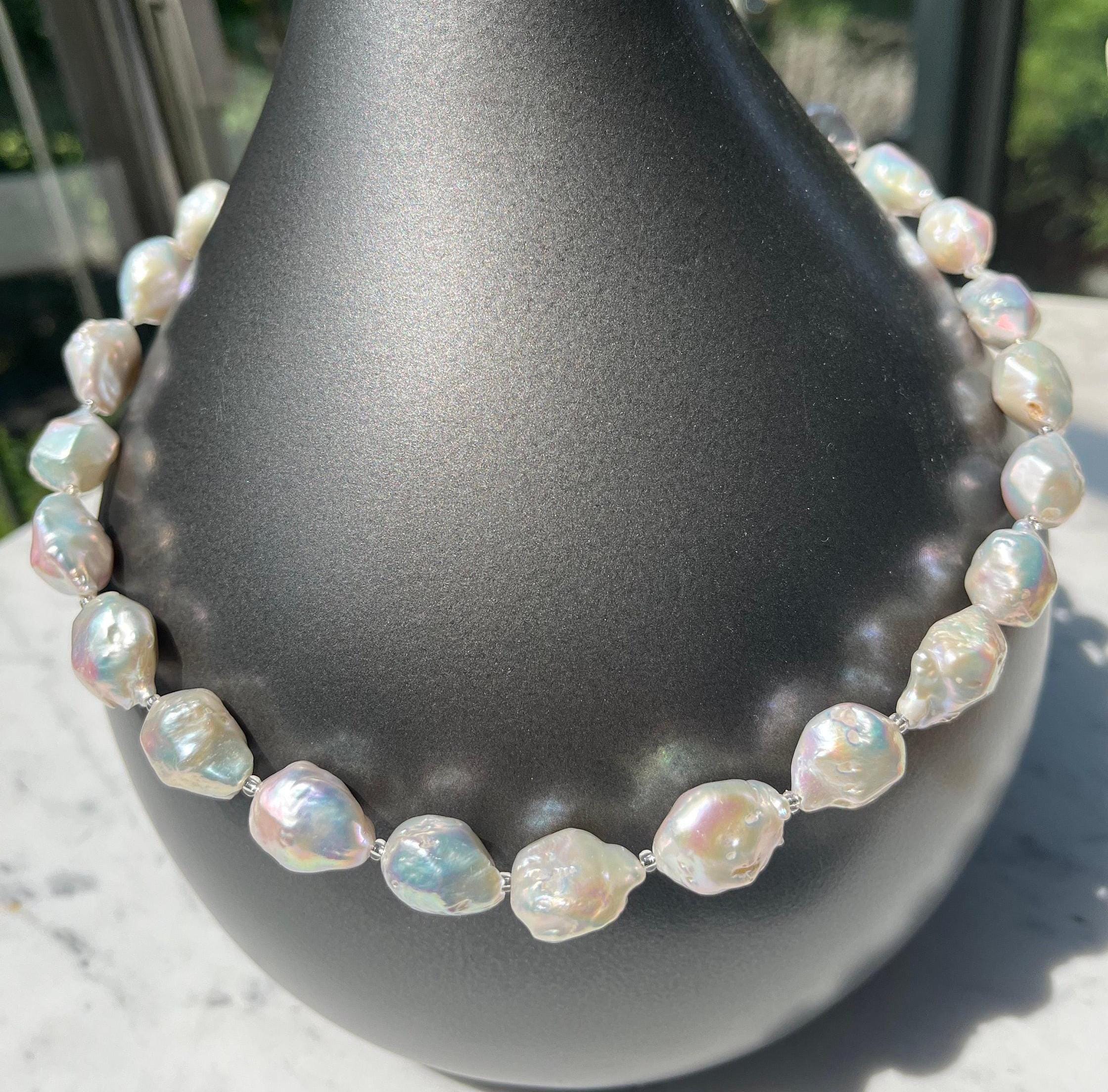 AA+ Perle D'acqua Dolce Barocche Bianche Da 11-12 Mm, Per - Foto 5